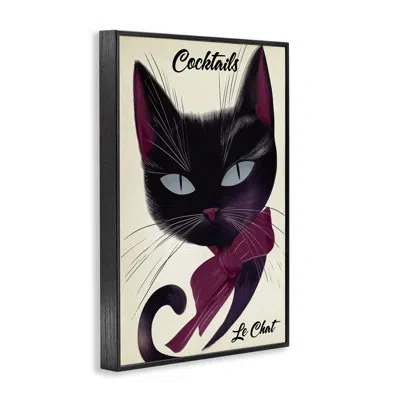 Stupell Industries Cocktails Le Chat Poster Framed Giclee, Design By Annabelle Hall In Midnight Black Framed Giclee