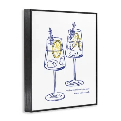 Stupell Industries Cocktails With Friends  Framed Giclee Art, Design By Lettered And Lined In Midnight Black Framed Giclee