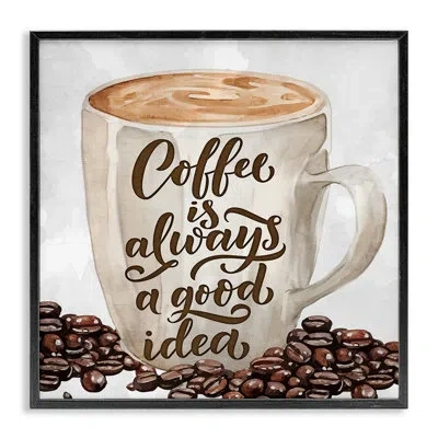 Stupell Industries Coffee Phrase Classic Mug Framed Giclee, Design By Kim Allen In Midnight Black Framed Giclee