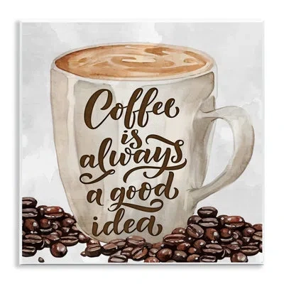 Stupell Industries Coffee Phrase Classic Mug Wall Plaque, Design By Kim Allen In White