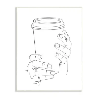 Stupell Industries Cold Hands Holding Cup - Drawing Print In Wall Plaque