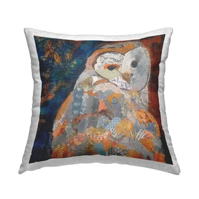 Stupell Industries Collage Patterned Owl Outdoor Printed Pillow By Violet Davenport In Blue