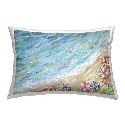 Stupell Industries Collaged Aerial Beach View Decorative Printed Throw Pillow Design By Jennifer Peck In Blue