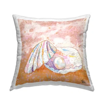 Stupell Industries Collaged Clamshell Pearl Nautical Beach Shore Printed Throw Pillow Design By Lisa Morales