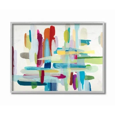 Stupell Industries Colorful Cross Hatch Abstraction In Farmhouse Gray Framed Giclee