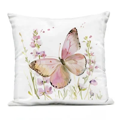 Stupell Industries Colorful Spring Butterfly Pink Outdoor Printed Pillow, Design By Creative Studio