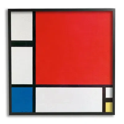 Stupell Industries Composition Ii In Red Blue Yellow Piet Mondrian Classic Abstract By One1000paintings - Floater Frame In Midnight Black Framed Giclee