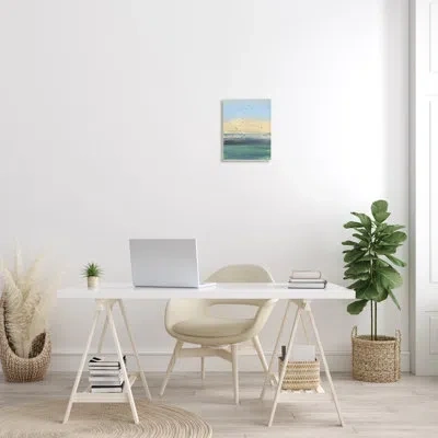 Stupell Industries Conceptual Yellow Ocean Sunset Blue Paint Splatter - Painting In Unframed