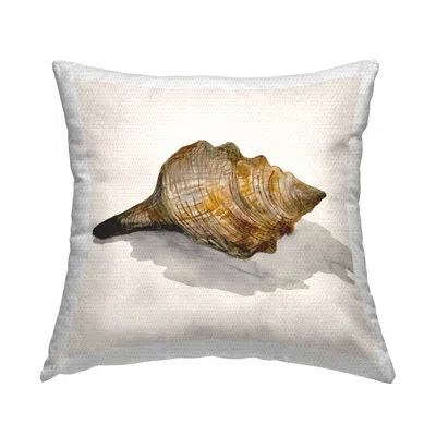 Stupell Industries Conch Shell On Beige Outdoor Printed Pillow By Jacob Q In Brown