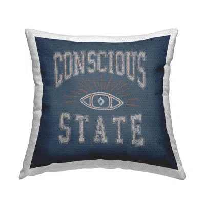 Stupell Industries Conscious State Varsity Style Outdoor Printed Pillow By Higher Learning/life Is High In Blue