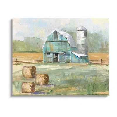 Stupell Industries Contemporary Blue Farm Barn Canvas Art In Green