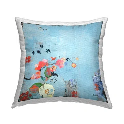 Stupell Industries Contemporary Blue Floral Nature View Outdoor Printed Pillow By Evelia Designs In Blue;white;pink