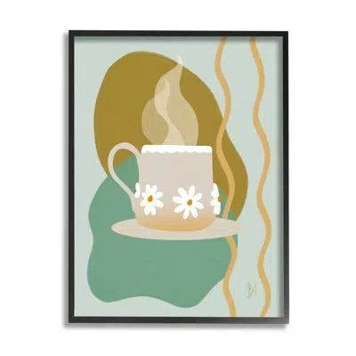 Stupell Industries Contemporary Coffee Cup Shapes On Wood By Birch&ink Graphic Art In Midnight Black Framed Giclee