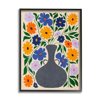 Stupell Industries Contemporary Daisies Flower Pot Giclee Art By Ziwei Li In Midnight Black Framed Giclee