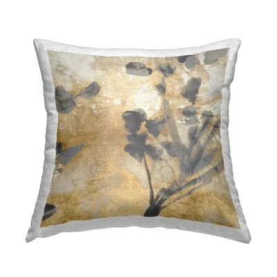 Stupell Industries Contemporary Floral Sprigs Glam Outdoor Printed Pillow By Danielle Carson In White;gray;yellow