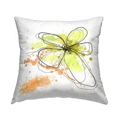 Stupell Industries Contemporary Flower Outline Abstract Outdoor Printed Pillow By Irena Orlov In Black;white;green