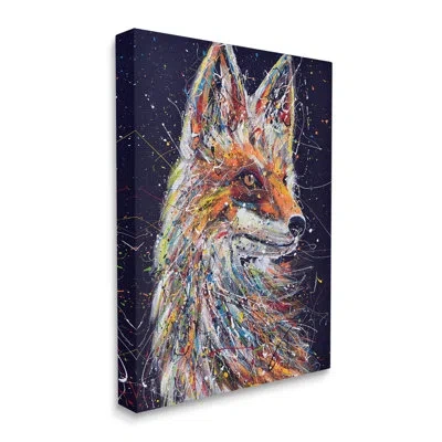 Stupell Industries Contemporary Fox Urban Splatter Canvas Wall Art By Jen Seeley In Black;green;orange