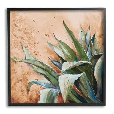 Stupell Industries Contemporary Plant Leaves Close Up Botanical Design By Patricia Pinto - Floater Frame Painting On Ca In Midnight Black Framed Giclee