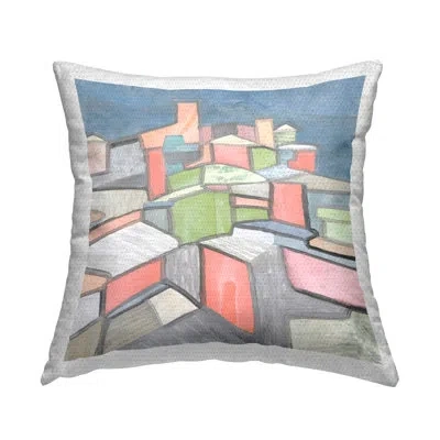 Stupell Industries Contemporary Shapes Arrangement Outdoor Printed Pillow By Coco Good In Blue