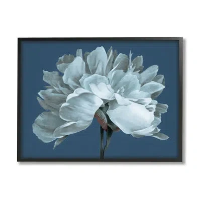 Stupell Industries Contemporary White Bloom Single Flower Sprig By Liz Jardine - Floater Frame Graphic Art On Canvas In Midnight Black Framed Giclee