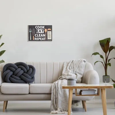 Stupell Industries Cook Eat Clean Repeat Phrase By Nd Art Graphic Art In Mdf