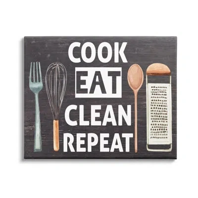Stupell Industries Cook Eat Clean Repeat Phrase On Canvas Graphic Art In Black;brown;white