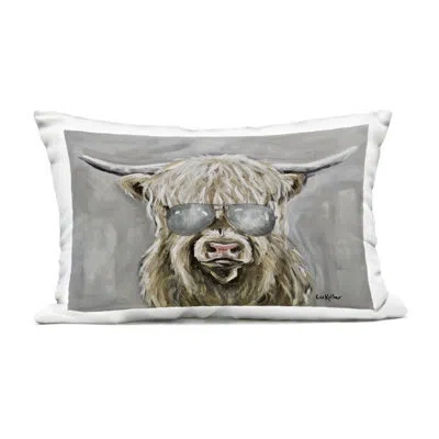 Stupell Industries Cool Cattle With Cap & Glasses Outdoor Printed Pillow, Design By Lee Keller
