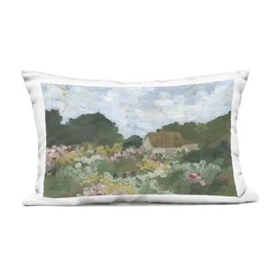 Stupell Industries Cotswold Cottage View Outdoor Printed Pillow, Design By June Erica Vess In Green