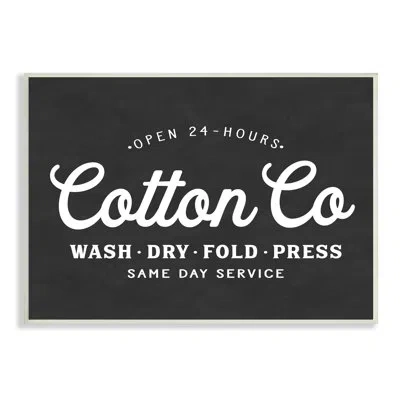Stupell Industries Cotton Co. Laundry Room Black White Minimal By Lettered And Lined - Floater Frame Advertisements Pri In Wall Plaque