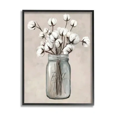 Stupell Industries Cotton Flower Jar Vase By Ziwei Li In Midnight Black Framed Giclee