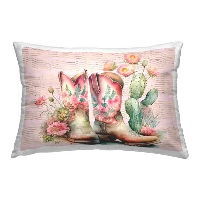 Stupell Industries Country Boots With Cacti Design By Lettered And Lined Throw Pillow In Pink