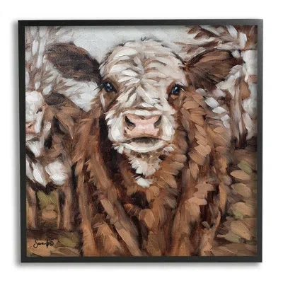 Stupell Industries Country Cattle Traditional By Sara G. Designs - Floater Frame Painting On Wood In Black