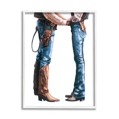 Stupell Industries Country Cowboy & Cowgirl By Marcus Prime Single Picture Frame Print On Canvas In Coastal White Framed Giclee