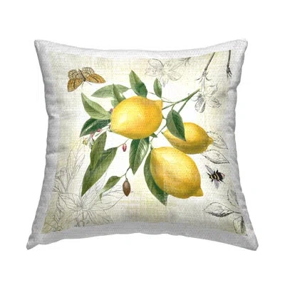 Stupell Industries Country Fruits & Insects Outdoor Printed Pillow By Nan In Yellow