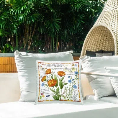Stupell Industries Country Herb Uses Printed Outdoor Throw Pillow Design By Jane Maday In White
