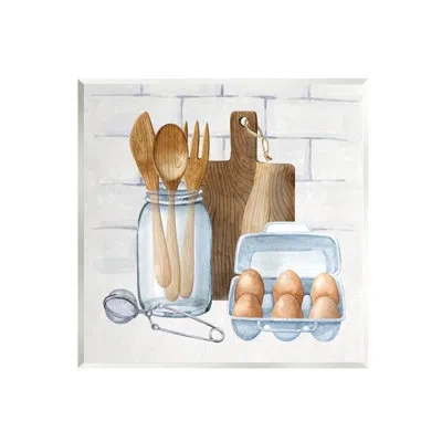 Stupell Industries Country Kitchen Utensils Wall Plaque Art By Nd Art In Blue;brown