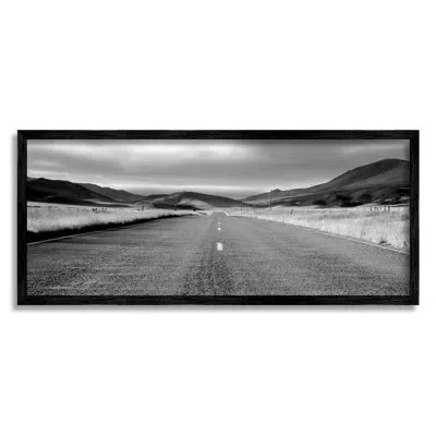 Stupell Industries Country Road Landscape Framed On Wood By Steve Toole Print In Midnight Black Framed Giclee