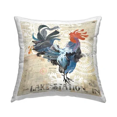 Stupell Industries Country Rooster Layered Ephemera Printed Throw Pillow Design By Evelia Designs