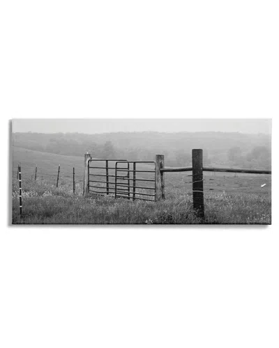 Stupell Industries Countryside Farmland Front Gate Black White Landscape Photography Stretched Canvas Wall A In Grey