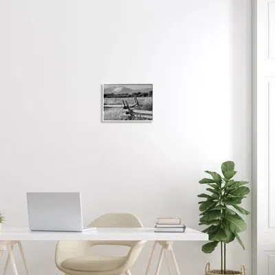 Stupell Industries Countryside Ranch Fence Rural Pasture Grass Photography - Floater Frame Photograph On Wood In Coastal White Framed Giclee