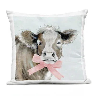 Stupell Industries Cow With Pastel Ribbon Design By Tava Studios Outdoor Printed Pillow In Brown