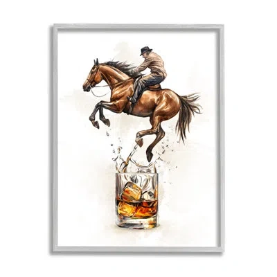 Stupell Industries Cowboy & Bourbon By Ziwei Li In Farmhouse Gray Framed Giclee