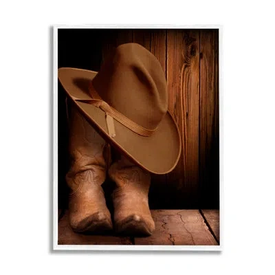 Stupell Industries Cowboy Boots & Hat By Marcus Prime In Coastal White Framed Giclee