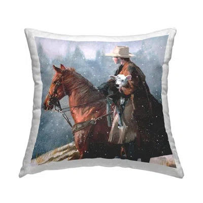 Stupell Industries Cowboy Snow Scene Decorative Printed Throw Pillow Design By Victoria Schultz In Brown