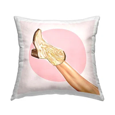 Stupell Industries Cowgirl Boot Pink Circle Printed Throw Pillow Design By Ziwei Li In Beige