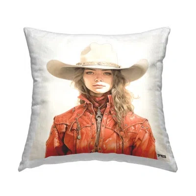 Stupell Industries Cowgirl In Red Jacket Decorative Printed Throw Pillow By Rb In Brown;red;beige