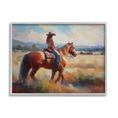Stupell Industries Cowgirl In Western Scene By Ramona Murdock Single Picture Frame Print On Canvas In Farmhouse Gray Framed Giclee