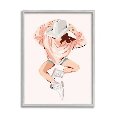Stupell Industries Cowgirl Space Girl On Canvas By Ziwei Li In Farmhouse Gray Framed Giclee