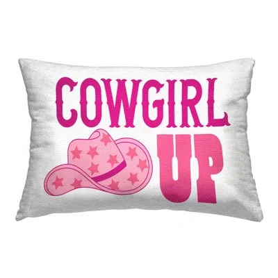Stupell Industries Cowgirl Up Phrase Outdoor Printed Pillow By Emily Dumas In White;pink