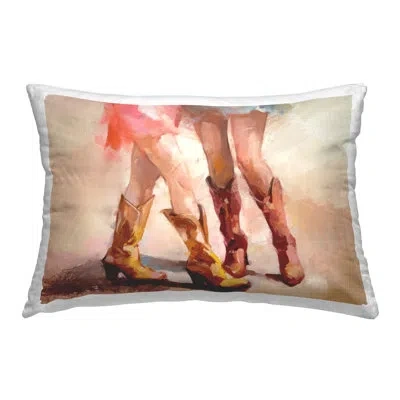 Stupell Industries Cowgirls Dancing In Boots Decorative Printed Throw Pillow By Ziwei Li In Brown;white;pink;multi-color